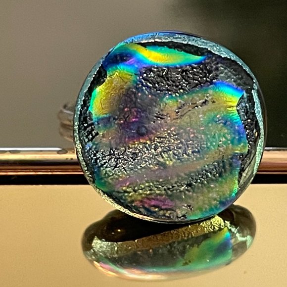 RENAISSANCE FAIR Gorgeous Glass Art Ring Size 7 (but adjustable) - Picture 3 of 12